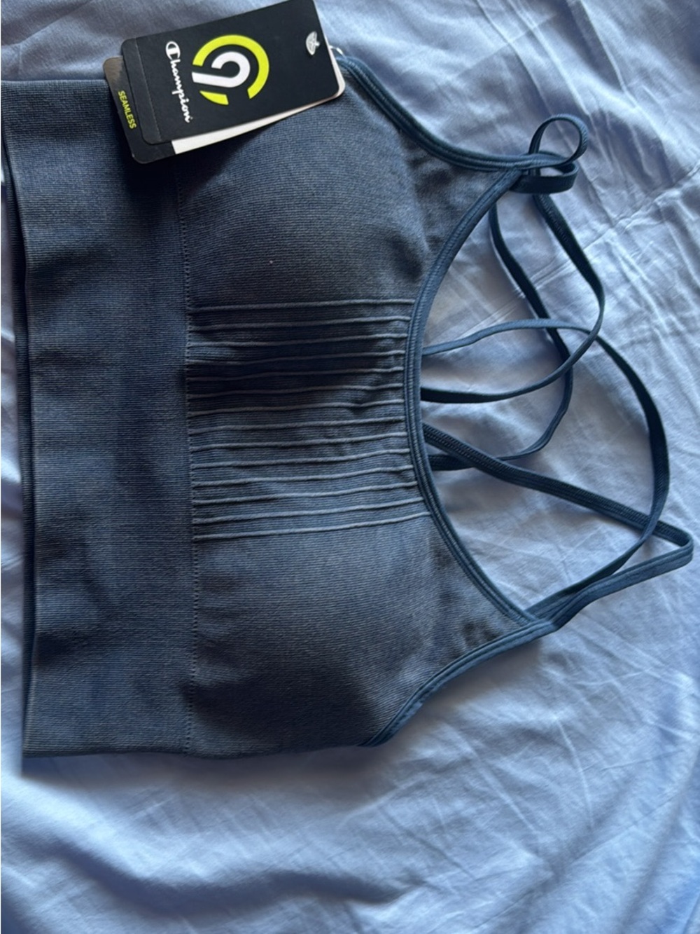 Champion Black Strappy Rib-Front Sports Bralette